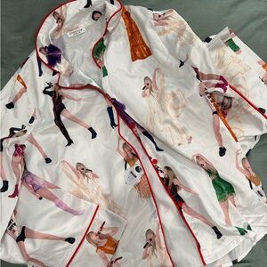 White Satin Pajama set with Eras tour Print